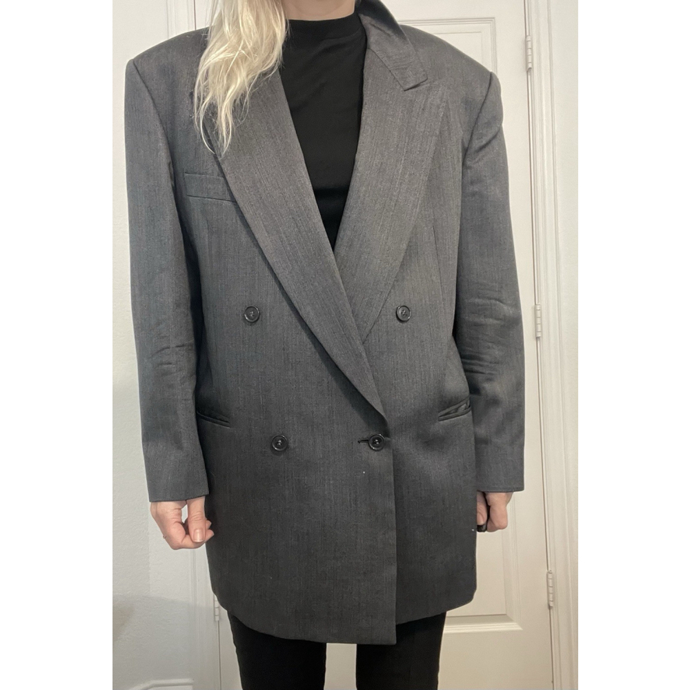 Studio 0001 Ferre Italy Mens 42 L Double Breasted Vintage Blazer Gray Jacket